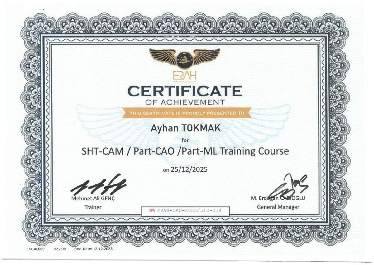 SHT-CAM / Part-CAO / Part-ML certificate